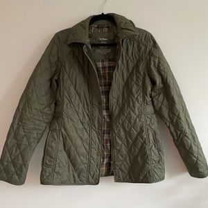 l.l. bean quilted riding jacket olive green